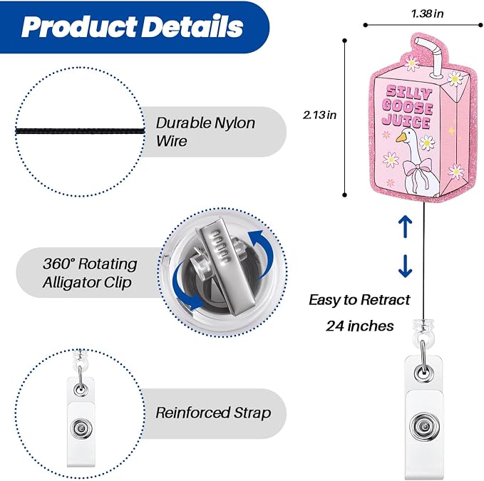 Silly Goose Juice Funny Nurse Badge Reel, Cute Medical Retractable ID Badge - Image 3