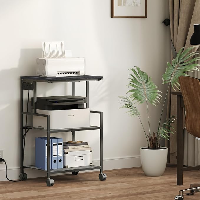 MAHANCRIS Mobile Printer Stand, 3-Tier Industrial Printer Cart - Image 2