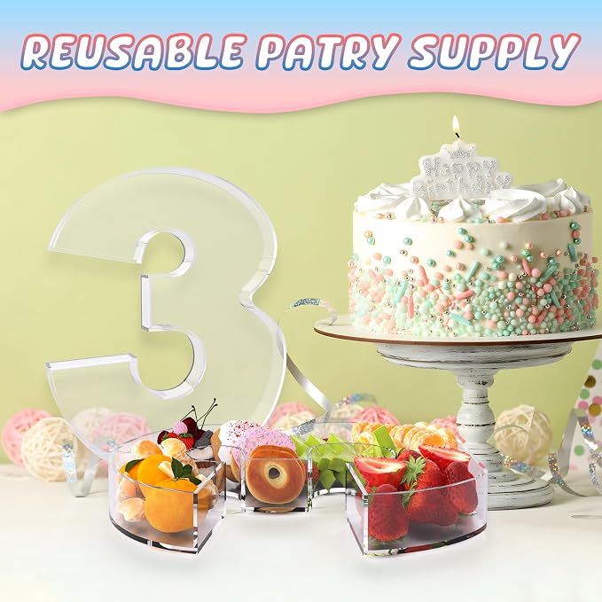 11" Acrylic Number Charcuterie Board Box, Reusable Fillable Number Cake Candy - Image 5