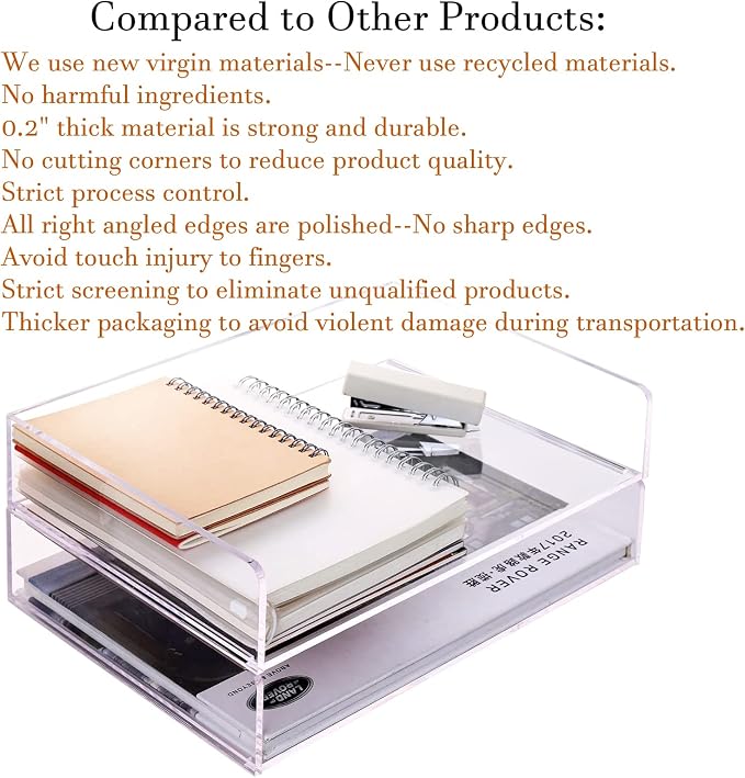 Paper Tray Organizer Clear Acrylic Desk Organizers and AccessoriesOffice - Image 7