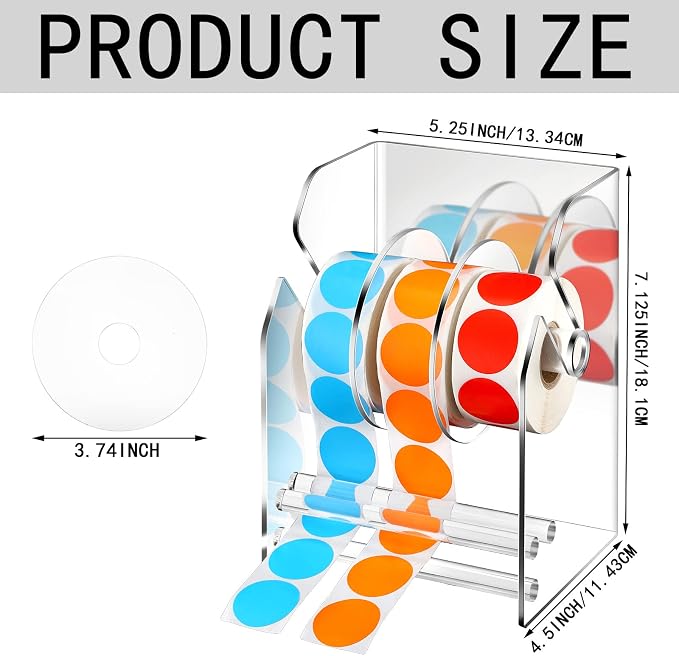 Geosar 2 Pcs Adjustable Label Dispenser 3 Disks Sticker Roll Holder Sticker - Image 3