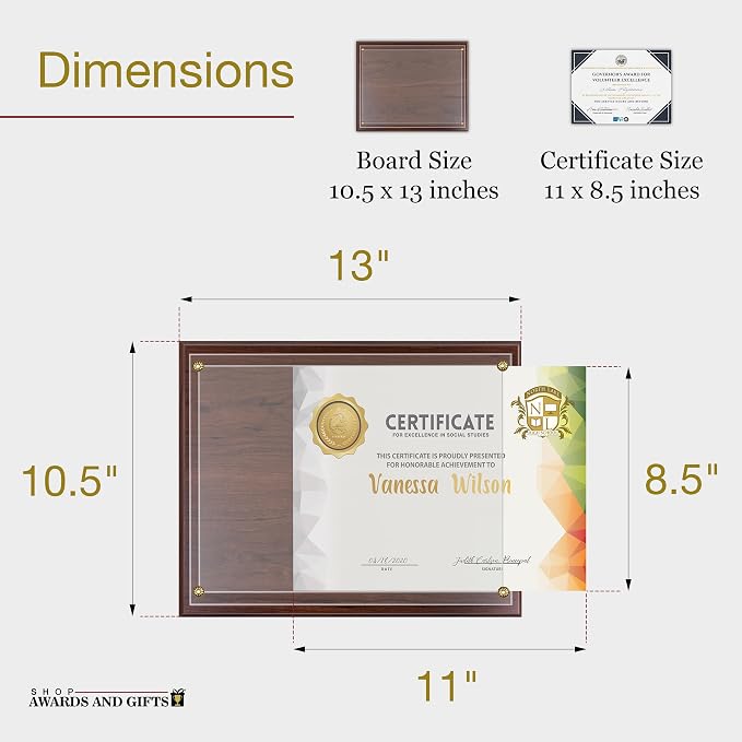 SHOP AWARDS AND GIFTS 8.5 x 11 Certificate Frame Holder, Slide in Wall Plaque - Image 7