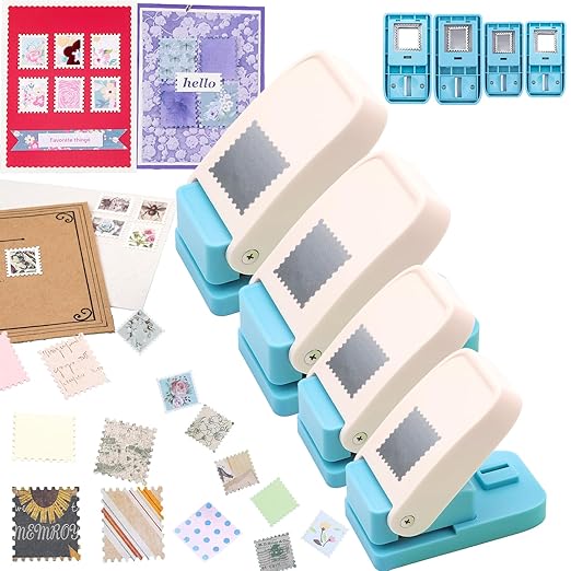 BAOFALI 4Pcs /Set Stamp Puncher Stamp Punch 1x0.8 &1.5 &1 &1.25x1.5inch Postage by BAOFALI