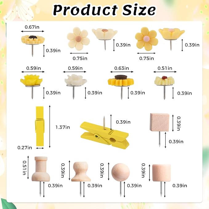 78 Pieces Push Pins Set Cute Thumb Tacks Decorative Flower Push Pins - Image 2