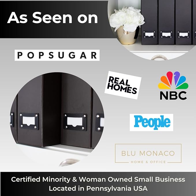 BLU MONACO Foldable Black Magazine File Holder | Set of 6 Cardboard Desk - Image 9