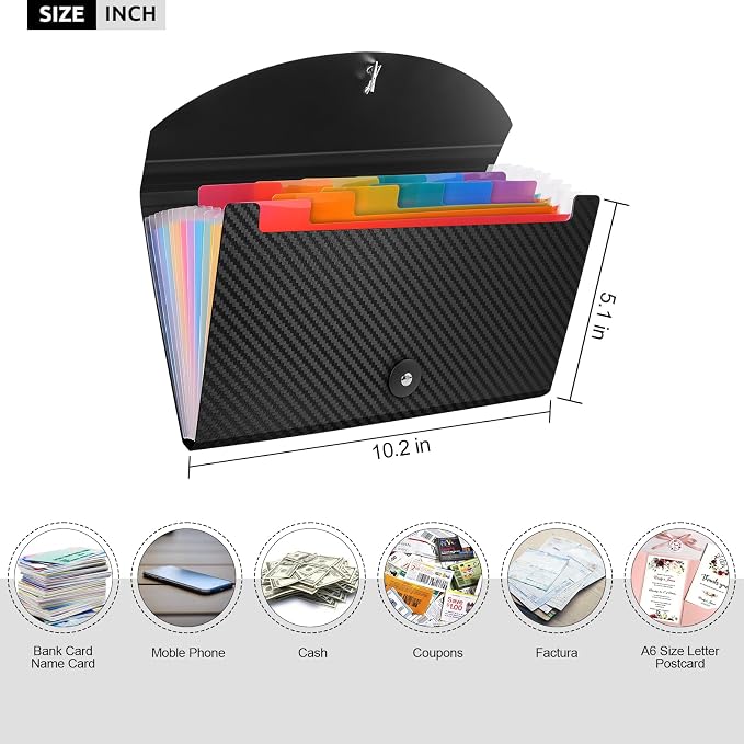 Receipt Organizer Cesil 13 Pockets Receipt Holder Small Accordion File - Image 2