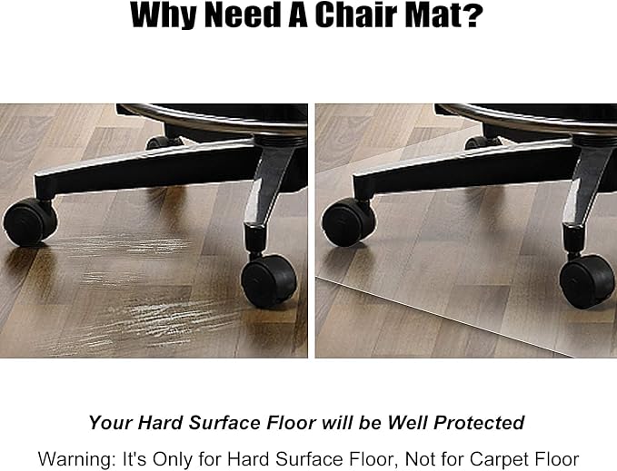 Azadx Office Chair Mat for Hardwood Floor 36 X 48, Plastic Mat for Office Chair - Image 2