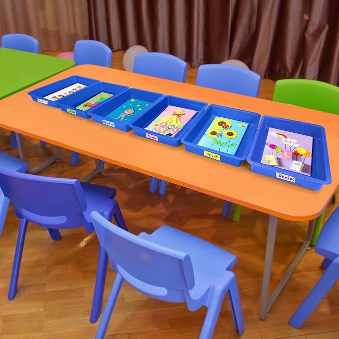 ShineMe 6 Pack Paper Trays for Classroom, Stackable Letter Size Storage Tray - Image 4