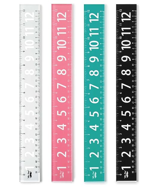 Mr. Pen- Plastic Rulers with Large Numbers, 4 Pack, 12 Inch | Easy-to-Read by MrPen