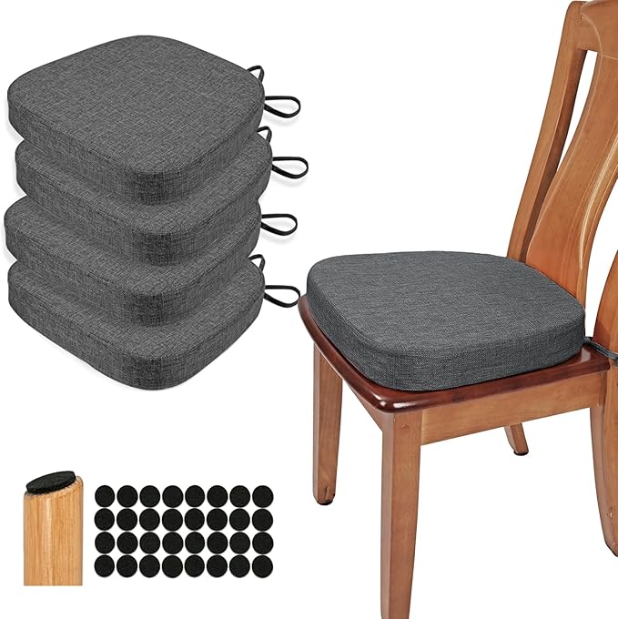 BUYUE Thickened 2.5" Dining Chair Cushions Set of 4, U-Shape High Density Foam by BUYUE