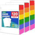 120 Pcs Binder Dividers with Multicolor Tabs, 1/6 Cut Tabs, Dividers by YesBes