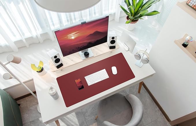 AFIING Cork Desk Mat, 31.5" x 17", Leather Desk pad | Dual-Sided Cork & PU - Image 6