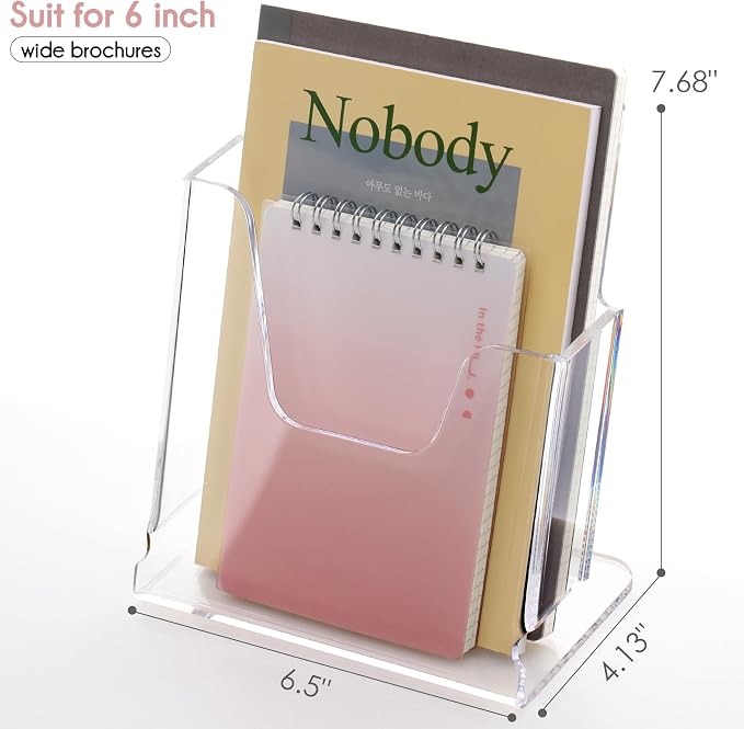 HeZone Acrylic Brochure Holder 6X8 Inches Clear Acrylic Flyer Holder Brochure - Image 3