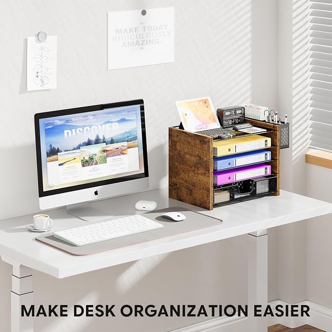 Simple Trending 5-Tier Wood Desk Organizer, Desk Organizers and Accessories - Image 6