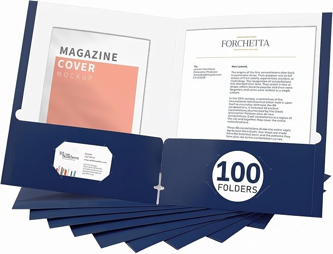 Zzrywuty File folders with Pockets, 100 Pack Paper Folders with Card Slot by Zzrywuty