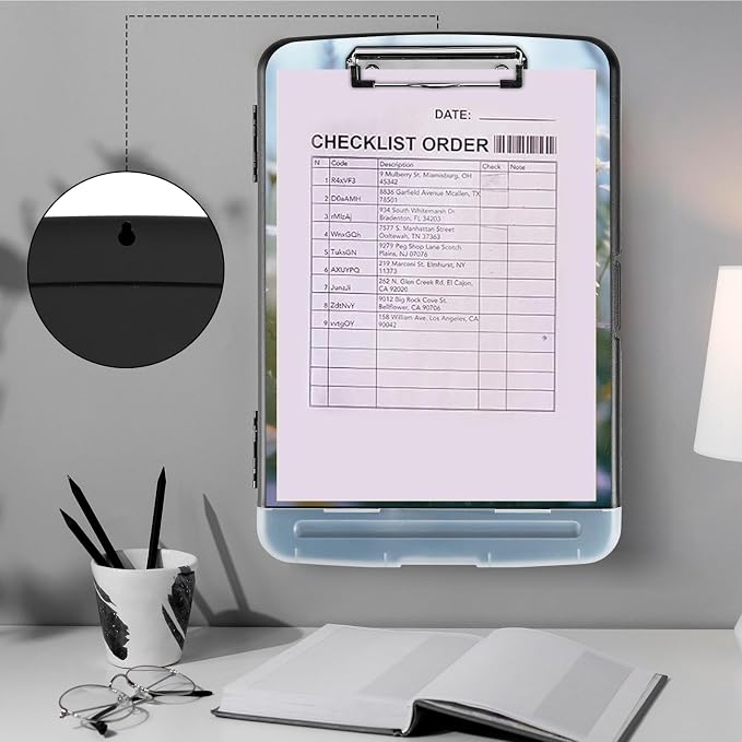 Clipboard with Storage, Heavy Duty Plastic Storage Clipboard with Low Profile - Image 4