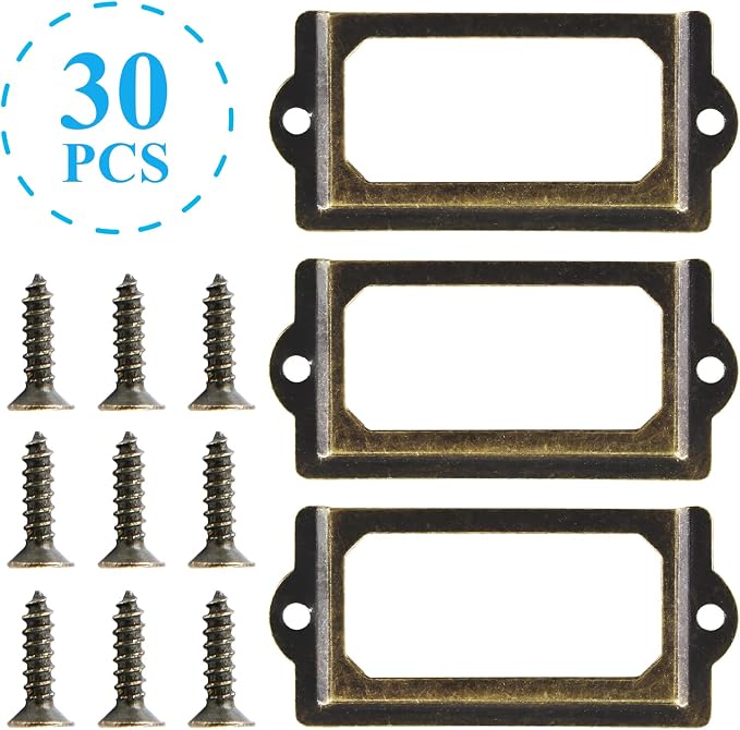 30pcs Metal Label Holder, Retro Bronze Metal Library Tags, File Drawer Label - Image 5