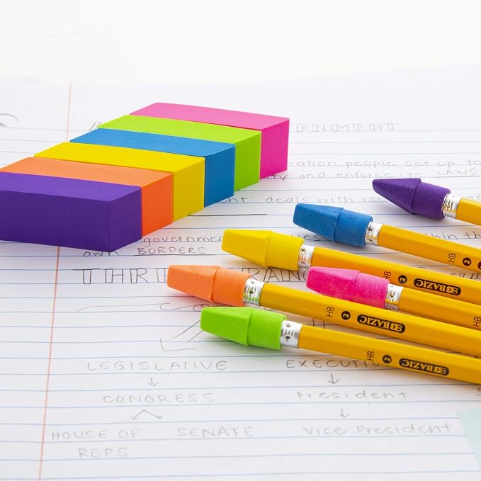 BAZIC Products Neon Bevel Block Erasers, Latex-Free, 24-Box | soft latex-free - Image 6