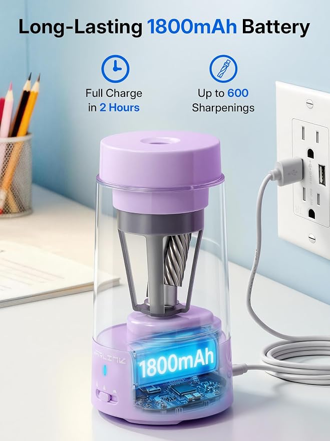JARLINK Electric Pencil Sharpener, Fully Automatic Rechargeable Pencil Sharpener - Image 5