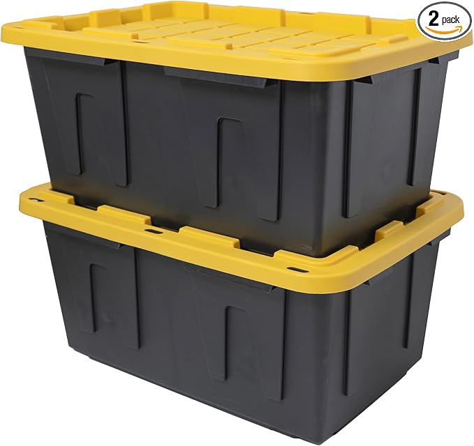 CX BLACK & YELLOW 27-Gallon Heavy Duty Stackable Storage Bins by BLACKYELLOW