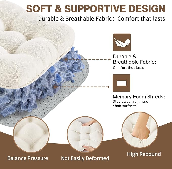 BETU White Chair Cushions for Dining Chairs Set of 2, 3.5" Thick Kitchen Table - Image 8
