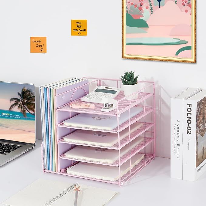 LEKETREE Desk Organizers and Accessories, 5-Tier Paper Letter Tray Organizer - Image 6
