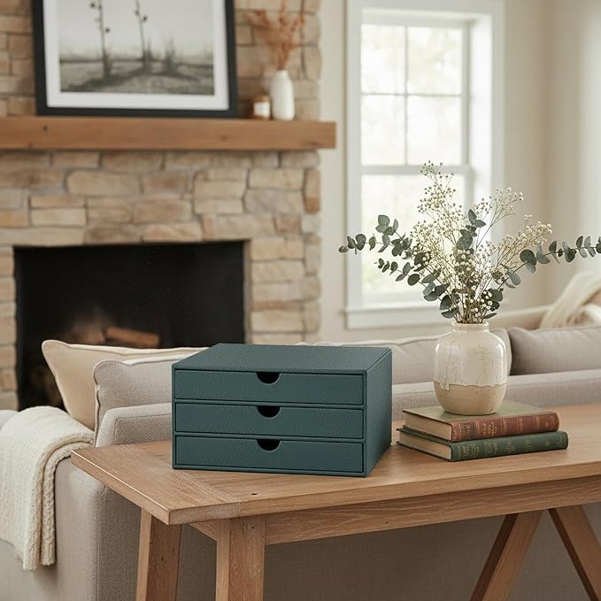 UnionBasic Leather Desktop Drawer Organizer, File Cabinet Magazine Document - Image 4