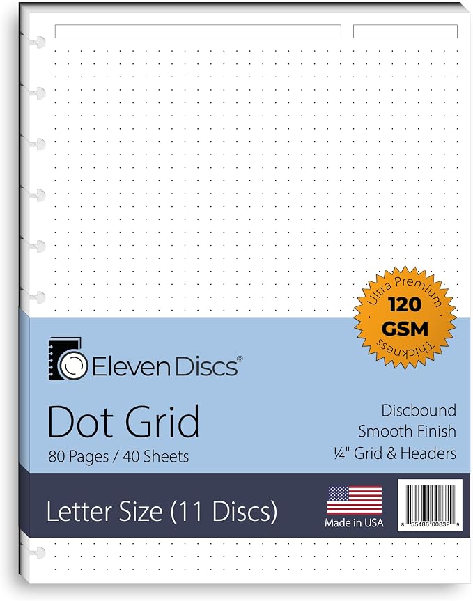 Eleven Discs Discbound Paper, Letter Size Dot Grid Sheets by ElevenDiscs