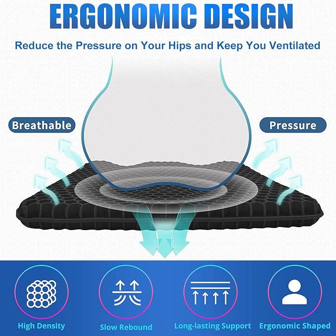 Gel Wheelchair Seat Cushion for Long Sitting - Image 2