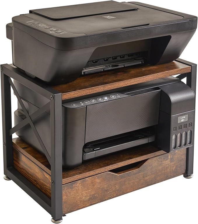 IBUYKE 2 Tier Desktop Printer Stand, Wooden Printer Stand - Image 8