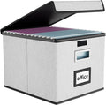 File Organizer Box with Lid, Collapsible File Folder Organizer by Huolewa