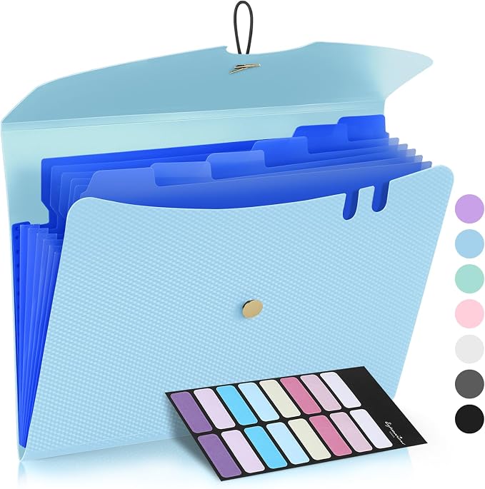 Sooez 7 Pocket Accordion File Organizer, Letter Size Expanding File Folder by Sooez