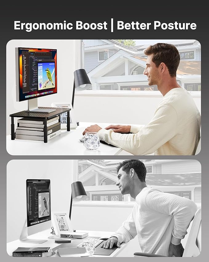 HUANUO Monitor Stand, Monitor Stand Riser 3 Height Adjustable, Monitor Riser - Image 2