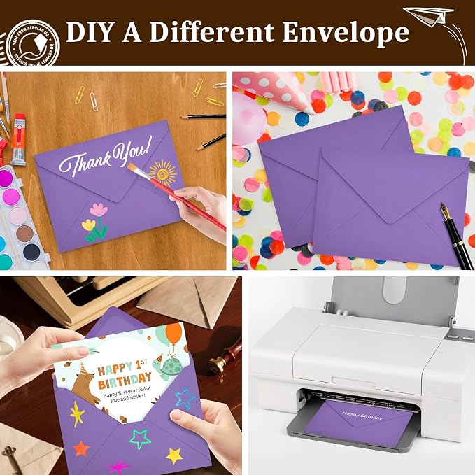 200 Pack A7 Envelopes, Dark Purple Greeting Card Envelopes Self Seal, 5.24 x - Image 6