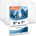EHWINE 10 Pack Acrylic Sign Holders 5x7 Double-Sided Tabletop Display Stands by EHWINE