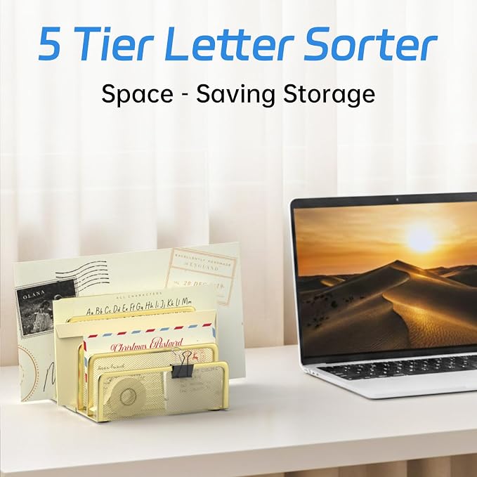 Mail Organizer Countertop with 5 Slot, Metal Mail Holder - Image 6