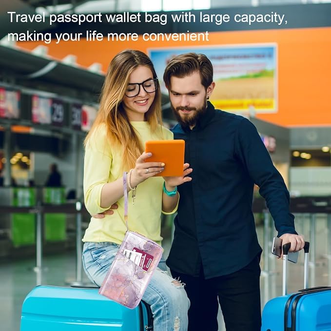 Family Passport Holder Wallet RFID Blocking Document Organizer PU Leather - Image 6