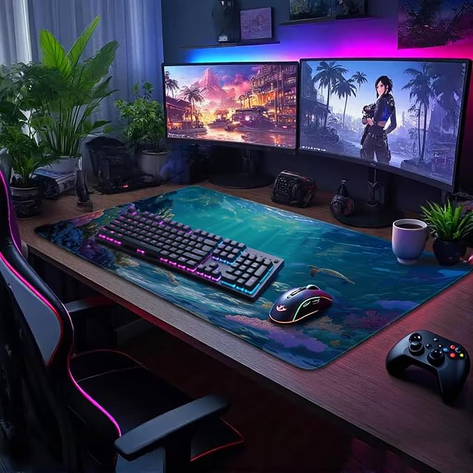 Sea Turtles Large Gaming Mouse Pad 31.5"x15.7"｜ Ocean Scene XXL Desk Mat - Image 2
