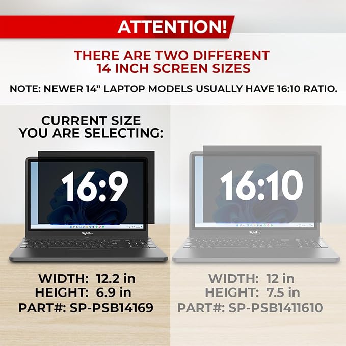 SightPro 14 Inch 16:9 Laptop Privacy Screen Filter - Image 3