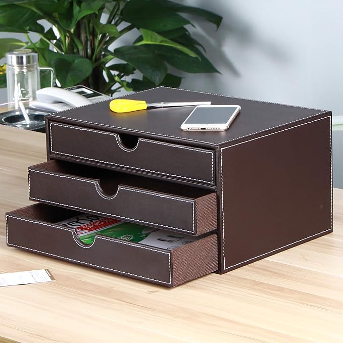 Stackable 3-Drawer Desk Organizer, Executive Office Supplies Desktop Filing A4 - Image 4