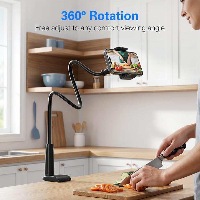 MAGIPEA Gooseneck Phone Holder for Bed, Flexible Overhead Cell Phone Mount for - Image 5
