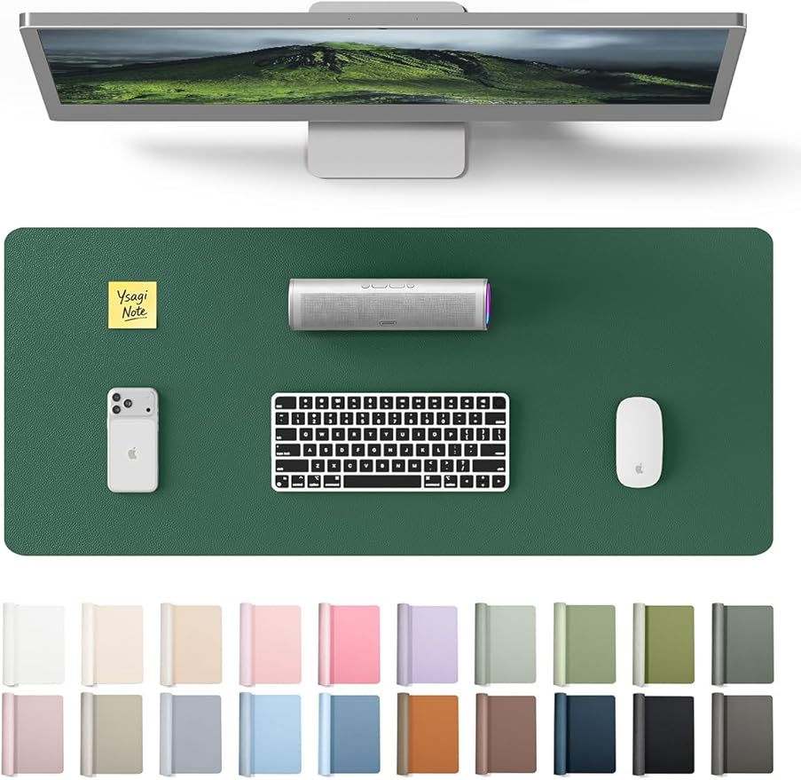 YSAGi Leather Desk Pad Protector, Office Desk Mat, Large Mouse Pad, Non-Slip PU by YSAGi