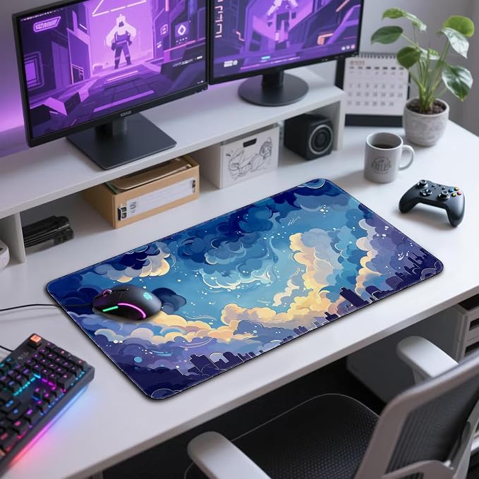 Blue Nebula Aesthetic Large Gaming Mouse Pad 31.5"x15.7"｜XXL Desk Mat, Non-Slip - Image 7