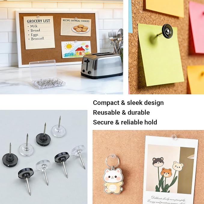 Clear Push Pins – Shatter-Resistant Transparent Thumb Tacks - Image 4