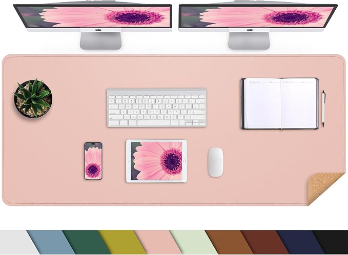 AFIING Large Desk Mat 47.2" x 17.5", Leather Desk Pad Protector by AFIING
