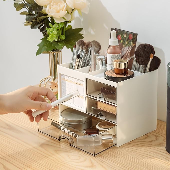 QIYVLOS Desk Organizer with 3 Drawer, Desk Organizers and Storage with 8 - Image 5