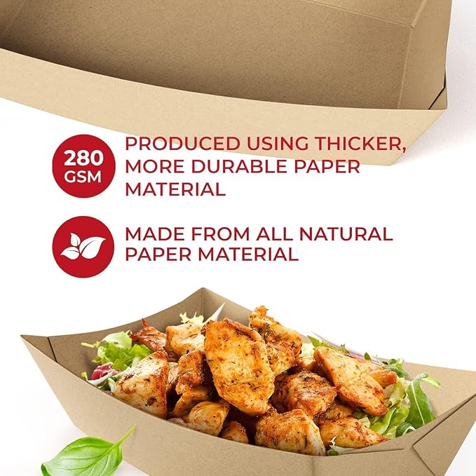 SPARGOS 3lb Paper Food Trays – Professional Grade Brown Food Boats - Image 4