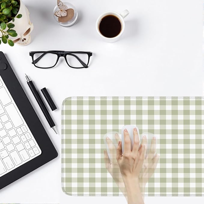 Green Checkered Gingham Desk Mat Pad XXL Large Mouse Pad Anti-Slip Big Mousepad - Image 6