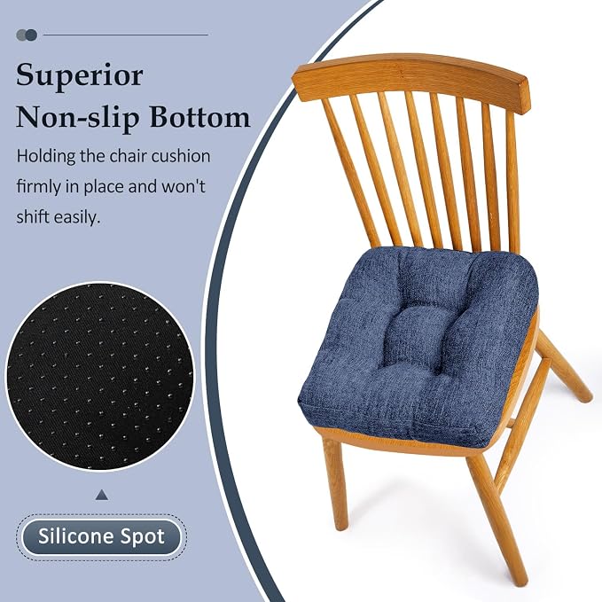 downluxe Chair Cushions for Dining Chairs 2 Pack, Tufted Indoor Chair Pads - Image 3