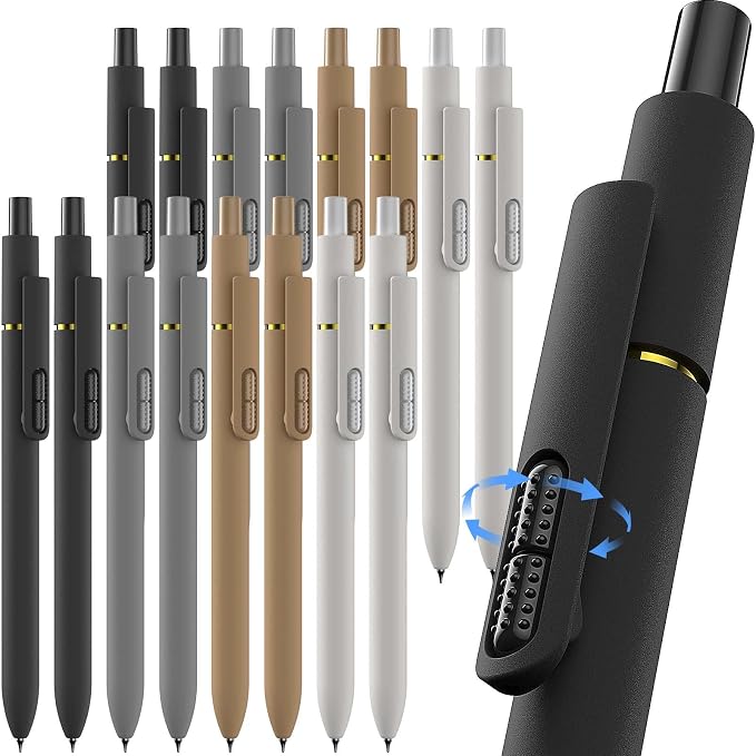 Hiacry 16 Pack Gel Pens, Quick-Dry Long Lasting Black Ink-0.7 MM Fine Point | by HIACRY